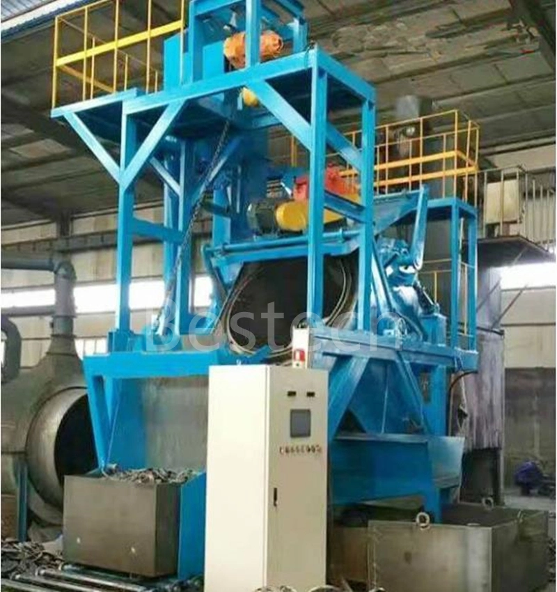 Inclined Rolling Drum Shot Blaster Equipment Tilt Rotary Barrel Shot Blasting Machine